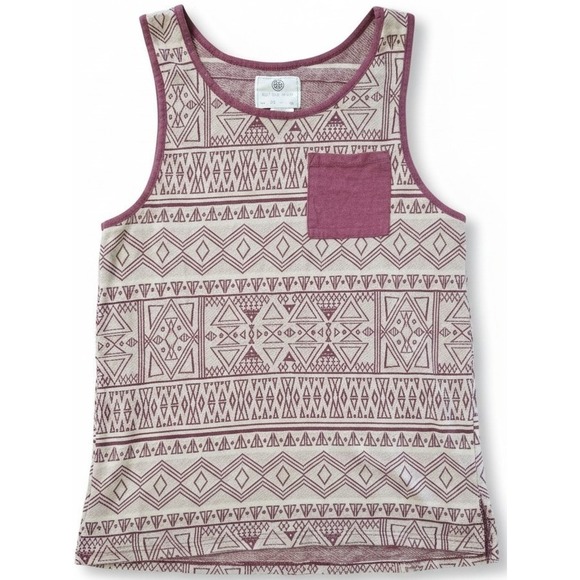 on the byas Tops - On The Byas Womens Tank Top Medium Aztec Tribal Print Pocket Sleeveless Shirt